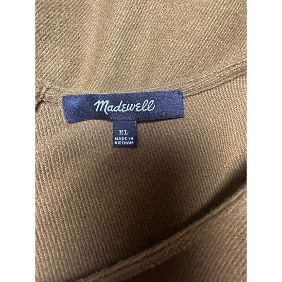 Madewell Flannel Peplum Button Back Top Brown Green Long Sleeve Cotton XL - Picture 3 of 10